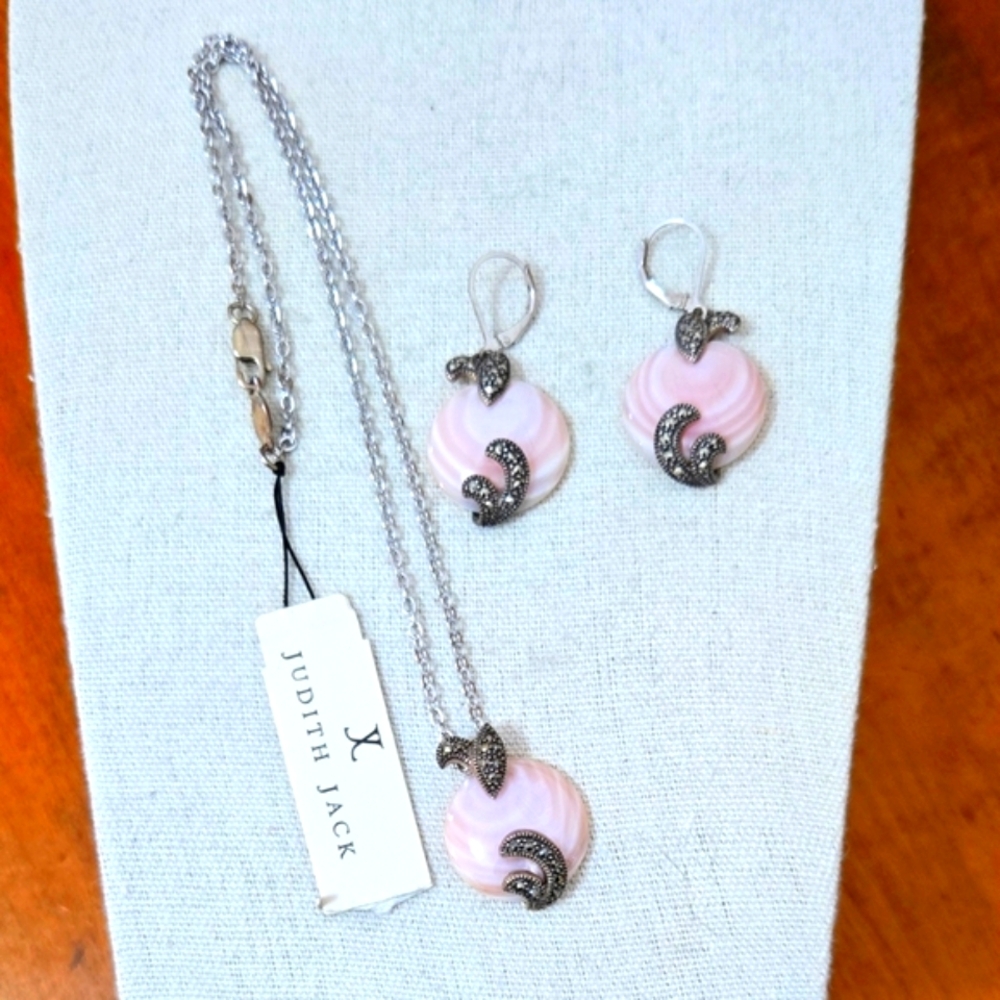 Judith Jack Sterling Silver & Natural Stone Necklace & Earrings